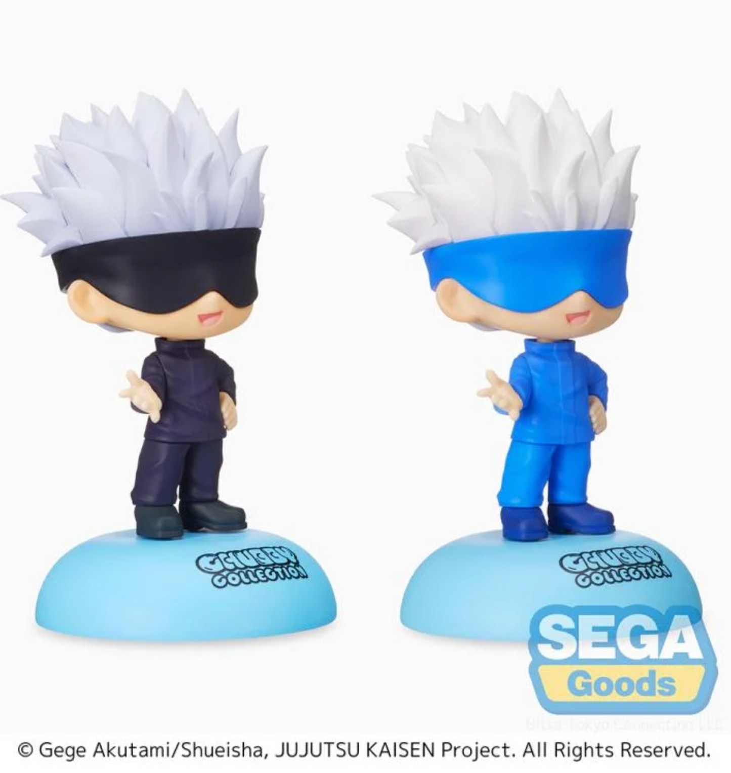 Tip'n'Pop Jujutsu Kaisen PM Figure Satoru Gojo by SEGA, featuring a chibi-style design with vibrant details and a relaxed, confident pose, approximately 5.5 inches tall.