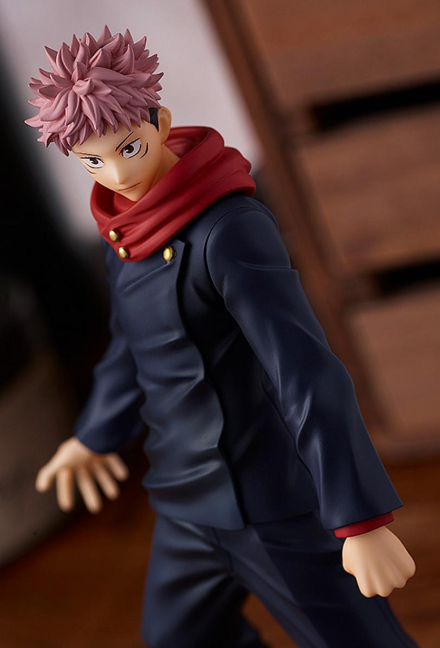 Jujutsu Kaisen Yuji Itadori Pop Up Parade Figure by Good Smile Company, featuring Yuji in a determined standing pose with intricate detailing