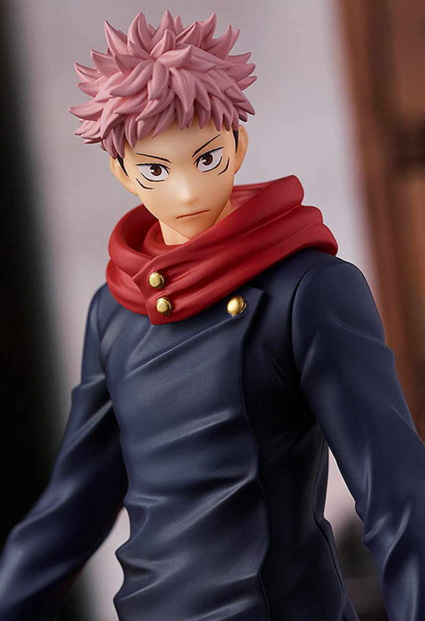 Jujutsu Kaisen Yuji Itadori Pop Up Parade Figure by Good Smile Company, featuring Yuji in a determined standing pose with intricate detailing