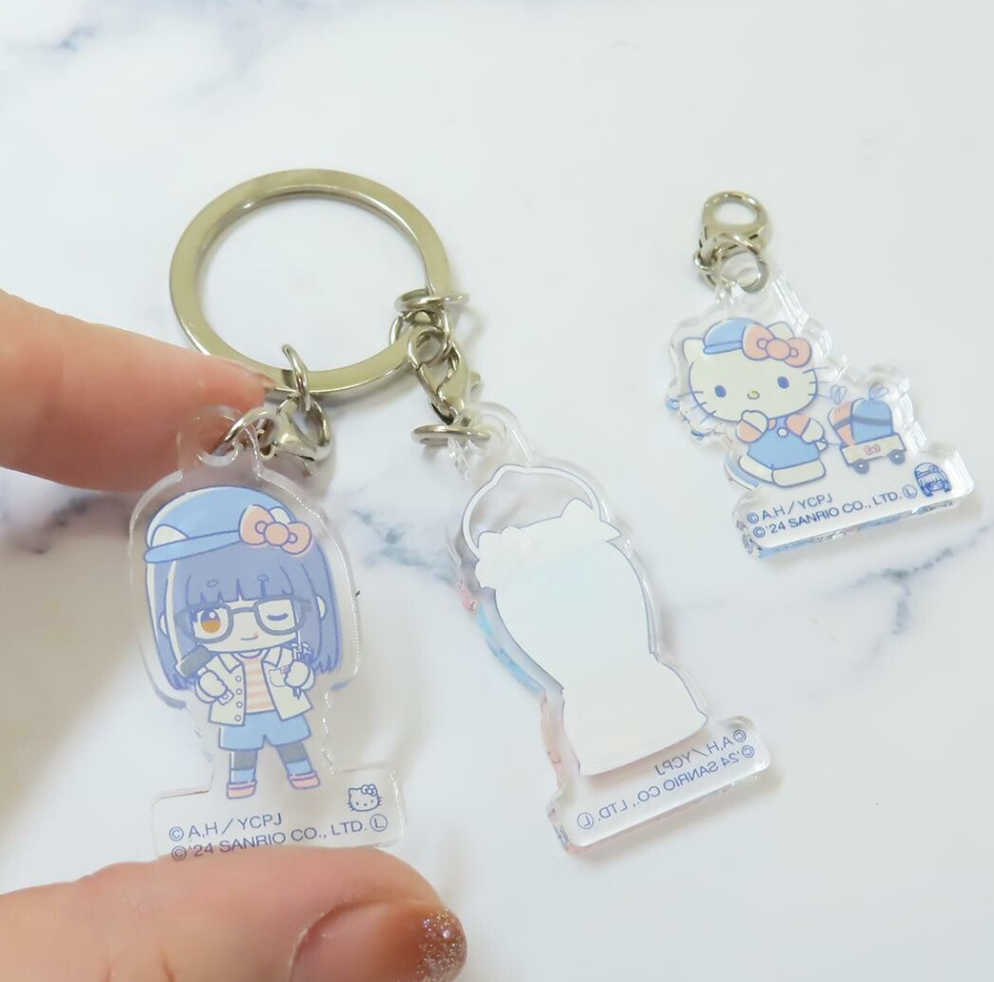 Laid-Back Camp SEASON3 × Sanrio - 3 Link Acrylic Keychain Series - Oogaki Chiaki × Hello Kitty -Mini Akihabara