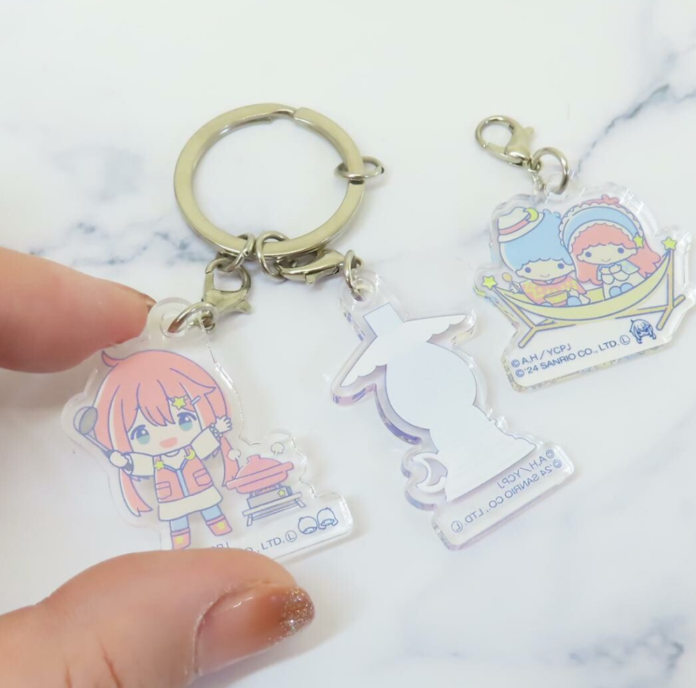 Laid-Back Camp SEASON3 × Sanrio 3 - Link Acrylic Keychain Series - Kagamihara Nadeshiko × Little Twin Stars-Mini Akihabara