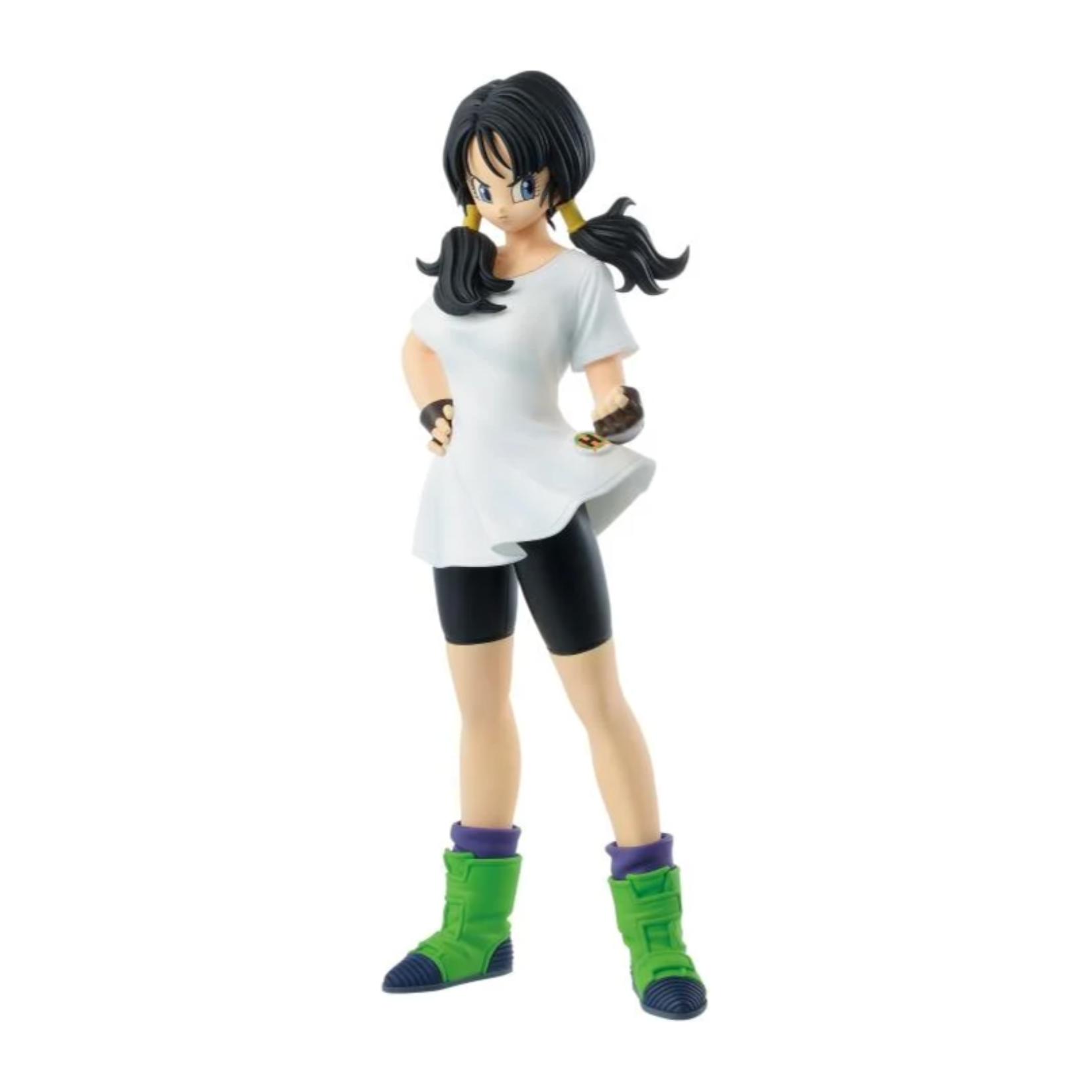 Dragon Ball Z Glitter & Glamours Videl Color A Figure, showcasing Videl's iconic serious expression, available at Mini Akihabara.