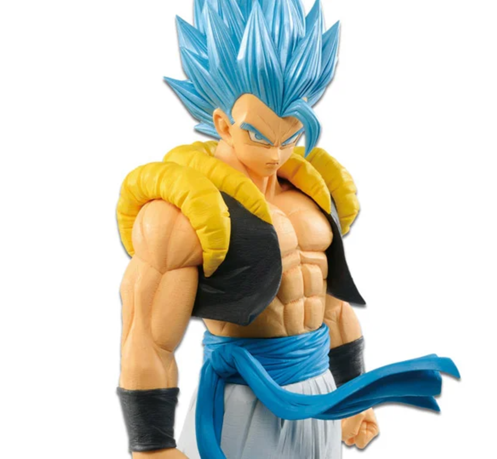 Dragon Ball Super Ultimate Soldiers Gogeta figure in Super Saiyan God Super Saiyan form, 10.6 inches tall, available at Mini Akihabara in Huntington Beach.