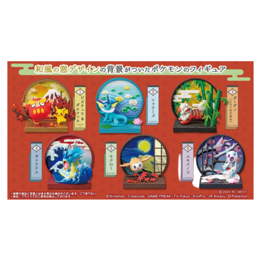 Pokémon Japanese Window collectible figure featuring Pikachu and Darumaka with a traditional Japanese window design, available at Mini Akihabara.