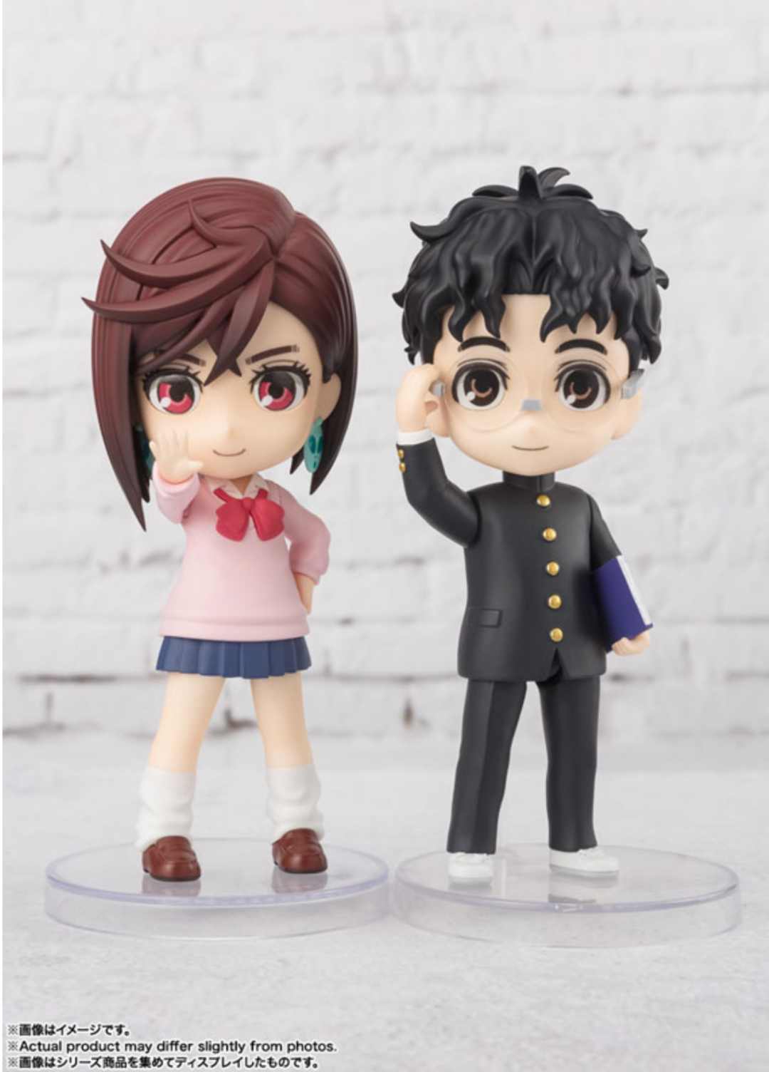 A Figuarts mini figure of Momo and Okarun from "Dandadan." Available at Mini Akihabara Huntington Beach.