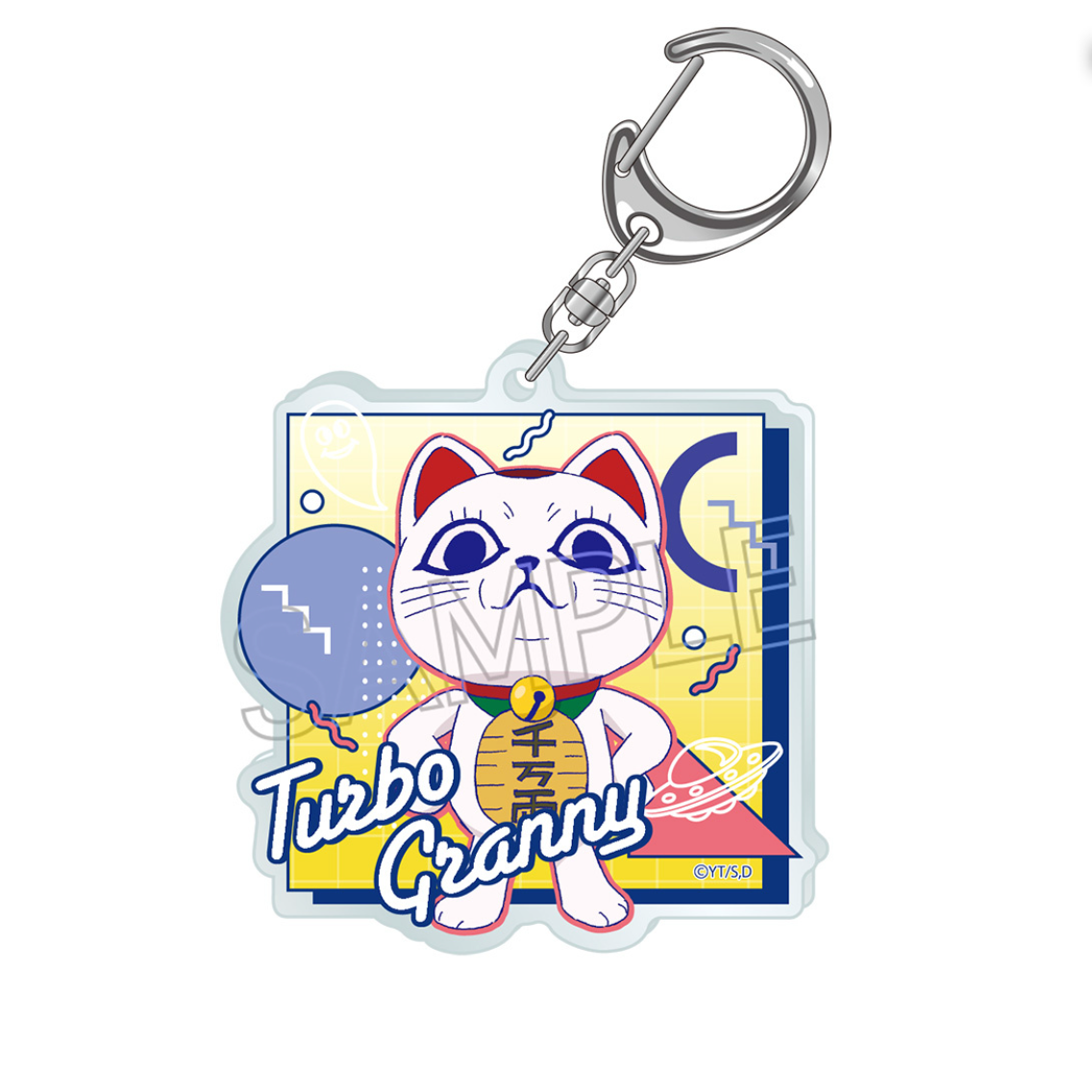 Dandadan - Vivid Line Acrylic Keychain Turbo Granny (Maneki Neko),"Vivid Line Acrylic Keychain Turbo Granny featuring a playful Maneki Neko design from Dandadan, blending charm and style."