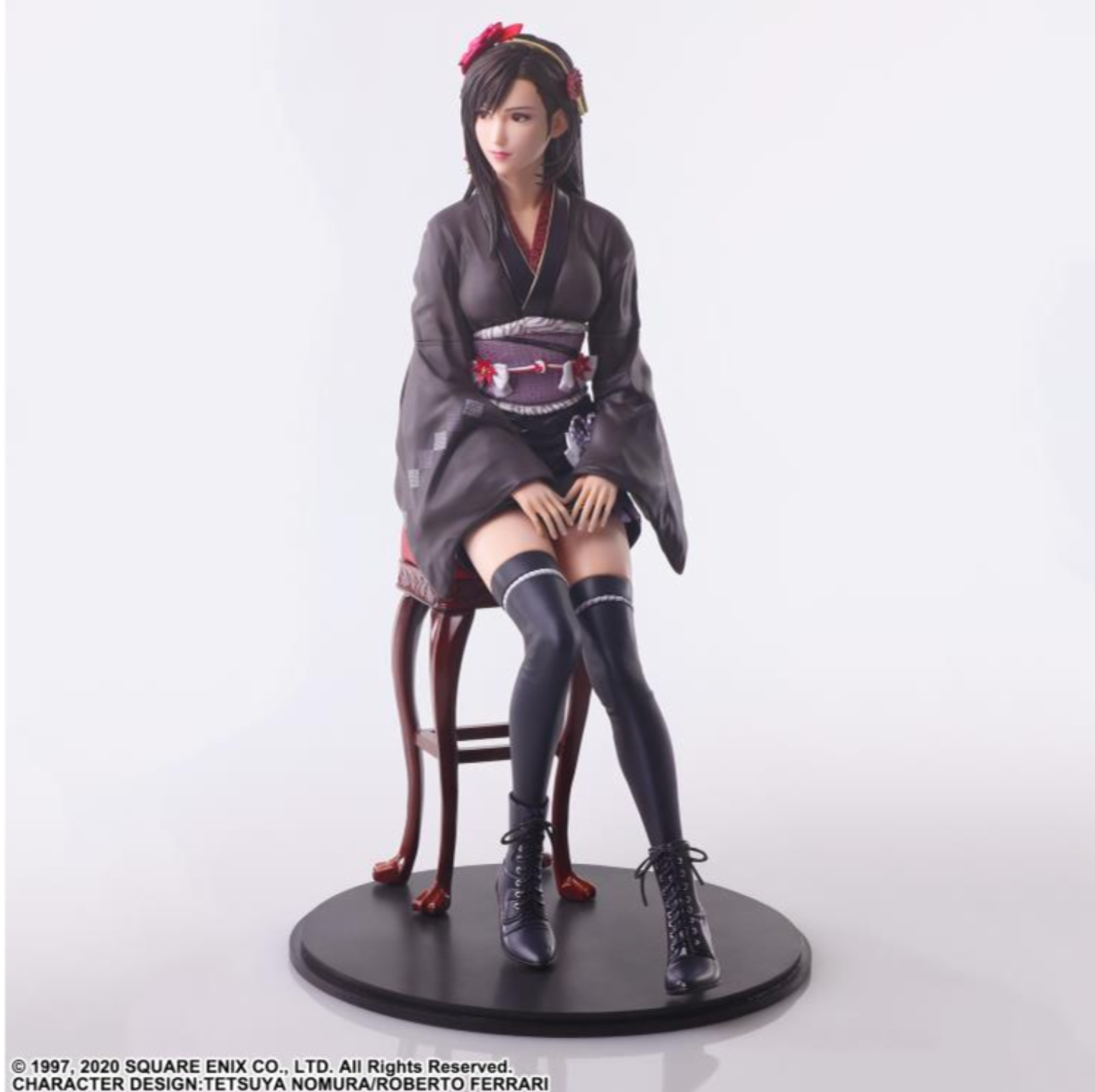 Tifa Lockhart Exotic Dress Ver. figure from FFVII Remake, wearing red slit dress and high heels with striking pose.