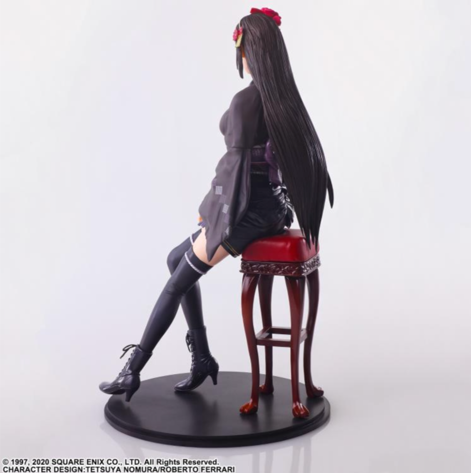 Tifa Lockhart Exotic Dress Ver. figure from FFVII Remake, wearing red slit dress and high heels with striking pose.