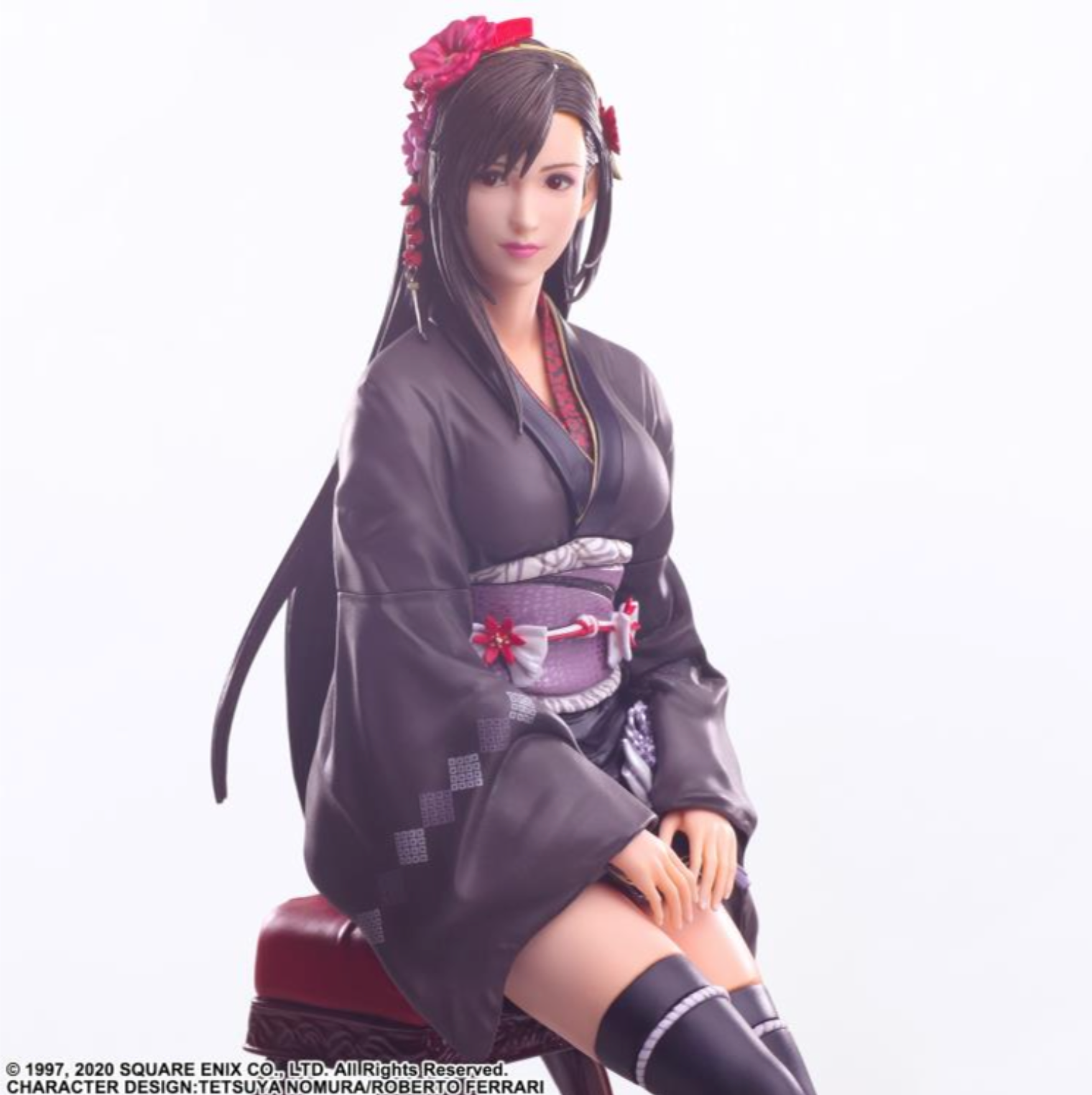 Tifa Lockhart Exotic Dress Ver. figure from FFVII Remake, wearing red slit dress and high heels with striking pose.