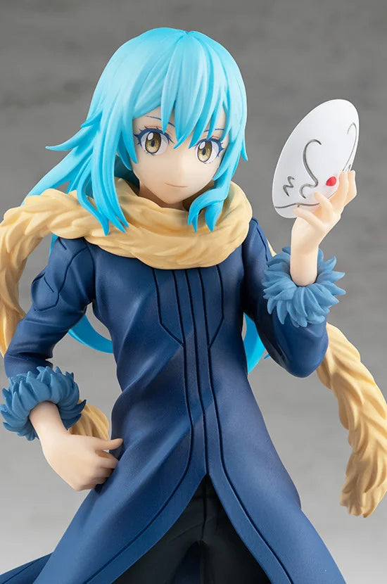 Rimuru Tempest Pop Up Parade figure in blue outfit, holding sword and smiling gently.